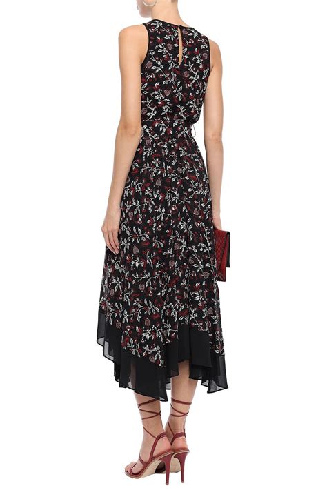 michael kors black dress white flowers strap|Michael Kors midi georgette.